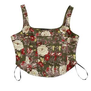 Forever 21 Floral Corset Side Zip Tank Top Size Small NEW NWT